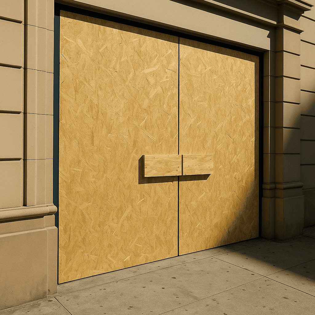 boarding up glass